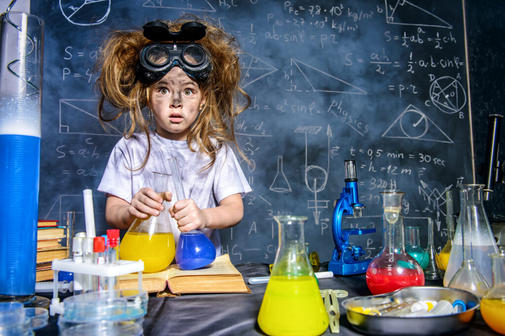 Girl in chemistry class